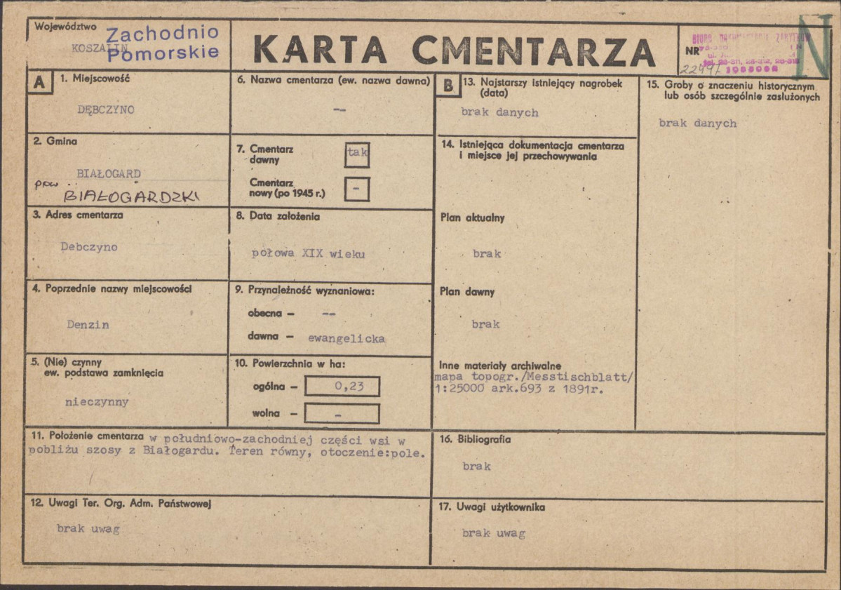 Karta cmentarza, skan nr 1