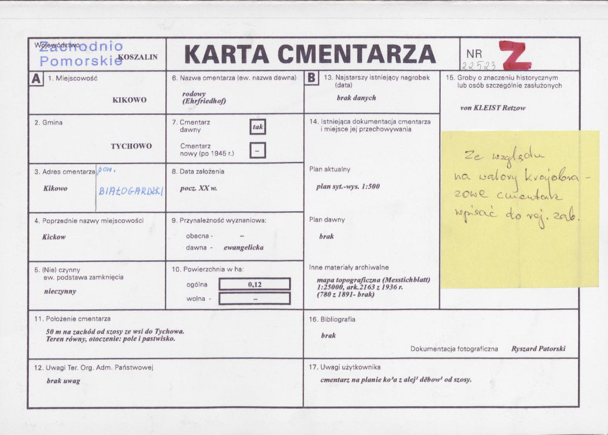 Karta cmentarza, skan nr 1