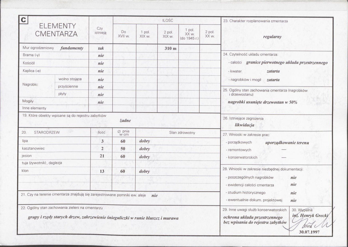 Karta cmentarza, skan nr 2