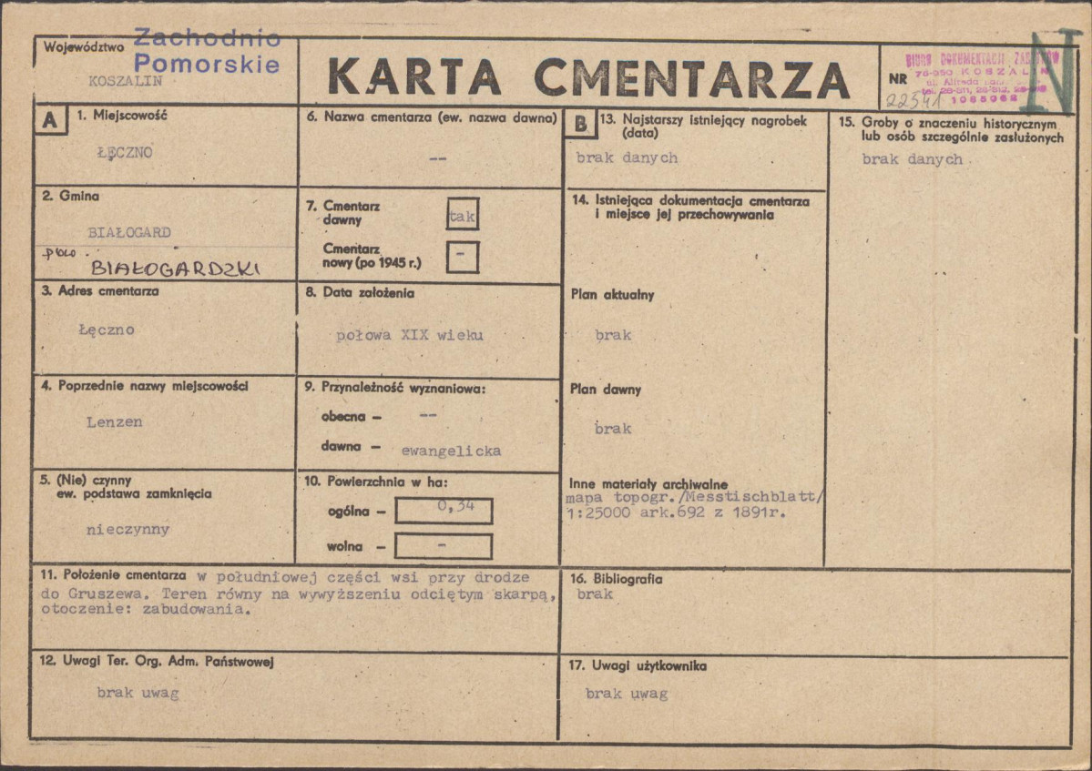 Karta cmentarza, skan nr 1
