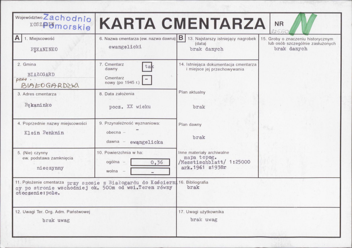 KC - Karta cmentarza, skan nr 1