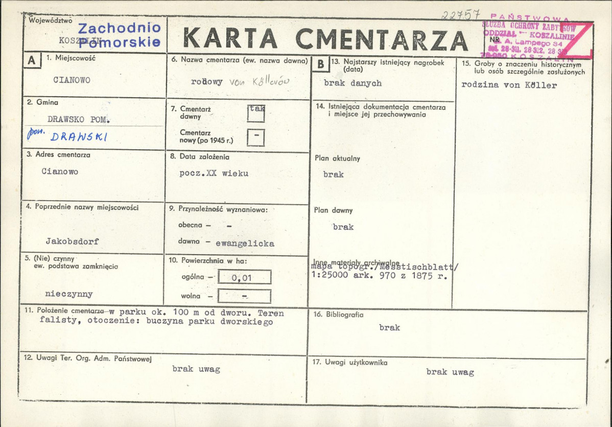 Karta cmentarza, skan nr 1