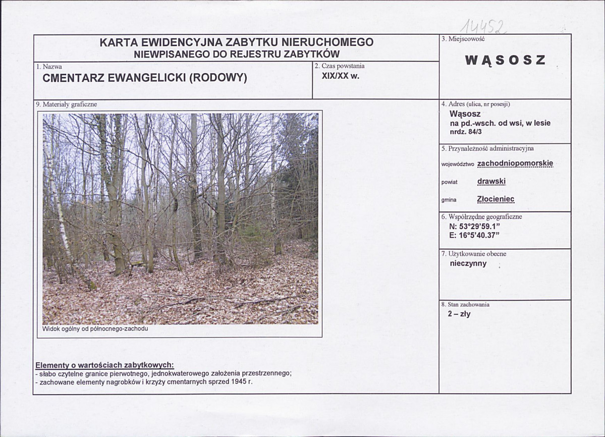 Karta obiektu niewpisanego do rejestru, skan nr 1