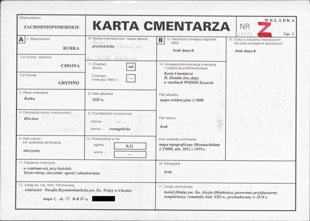 KC - Karta cmentarza, skan nr 1