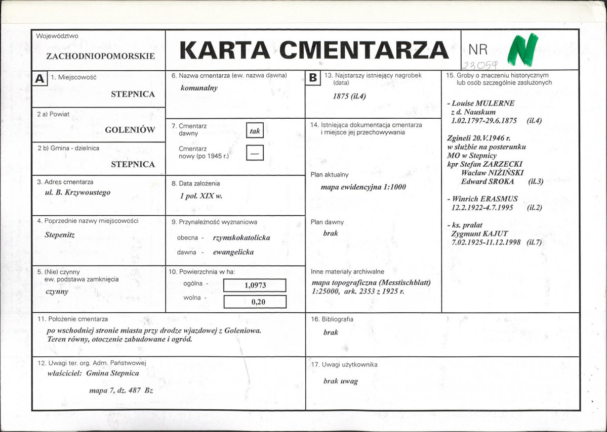 Karta cmentarza, skan nr 1