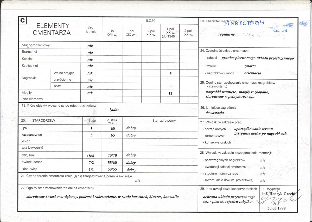 Karta cmentarza, skan nr 2