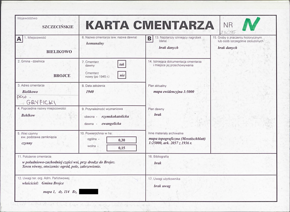KC - Karta cmentarza, skan nr 1