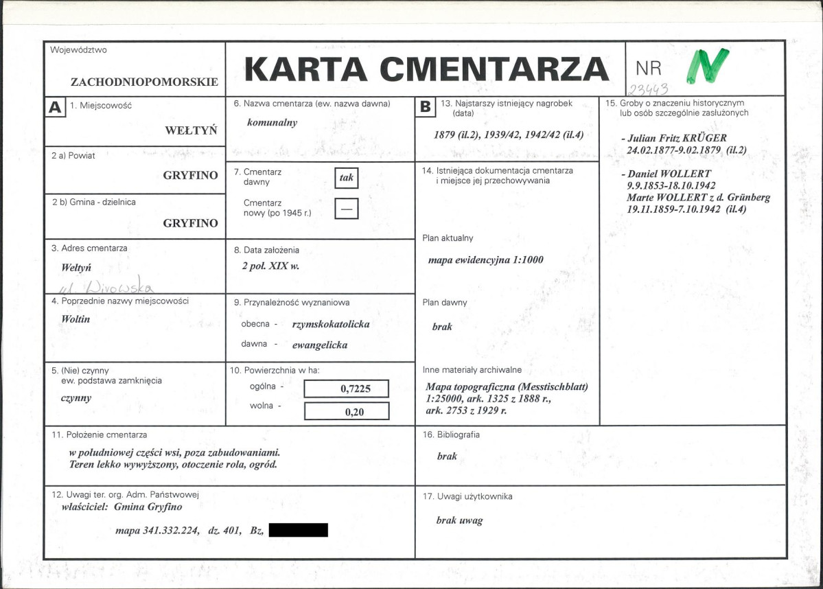 KC - Karta cmentarza, skan nr 1
