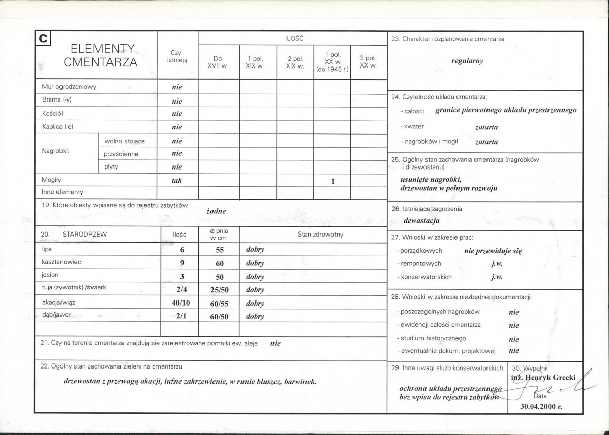 Karta cmentarza, skan nr 2