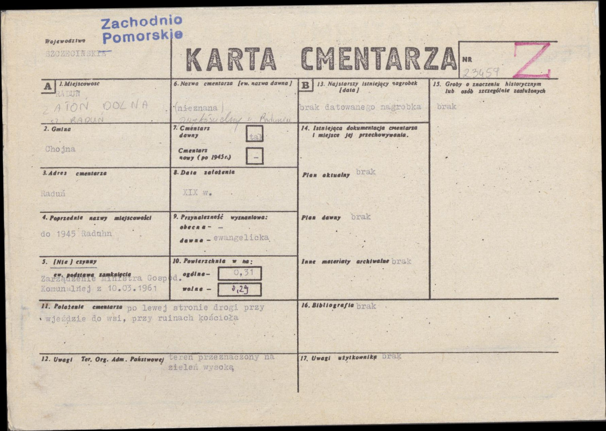 KC - Karta cmentarza, skan nr 1