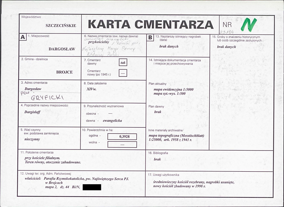 KC - Karta cmentarza, skan nr 1