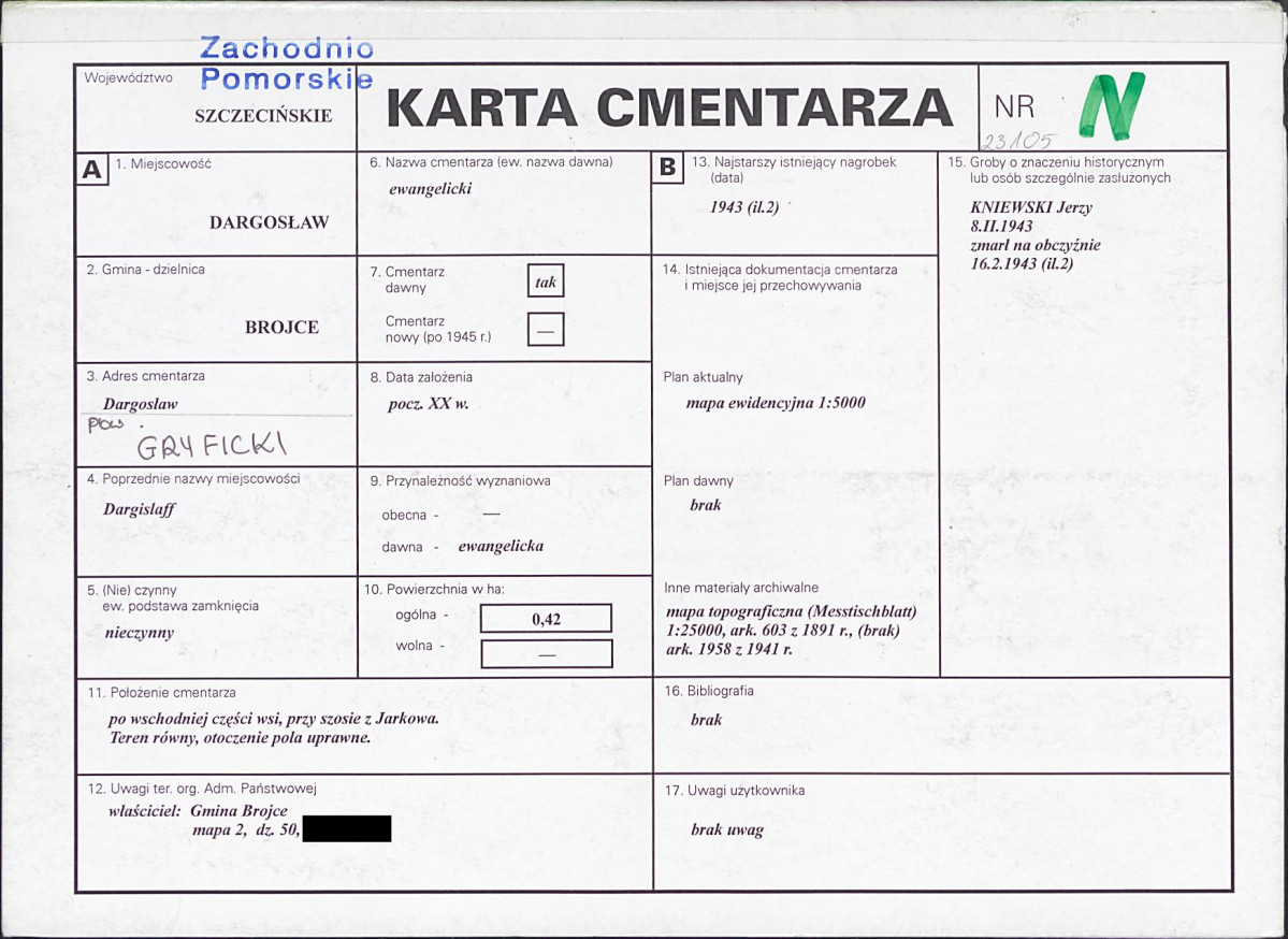 KC - Karta cmentarza, skan nr 1