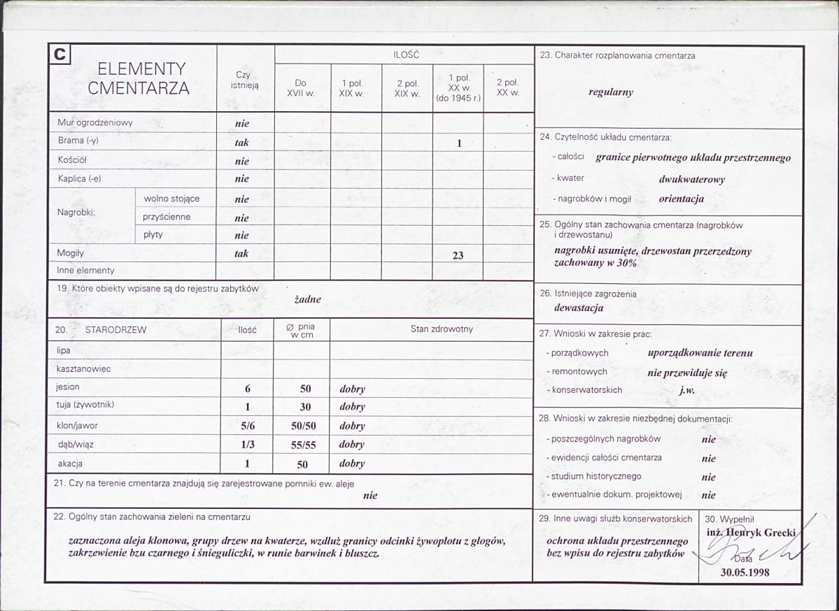 KC - Karta cmentarza, skan nr 2