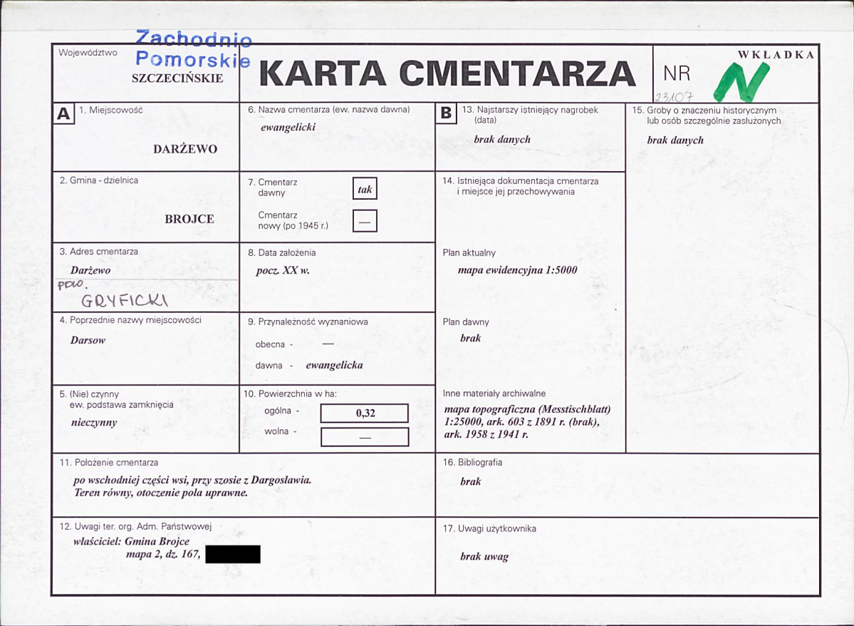 KC - Karta cmentarza, skan nr 1