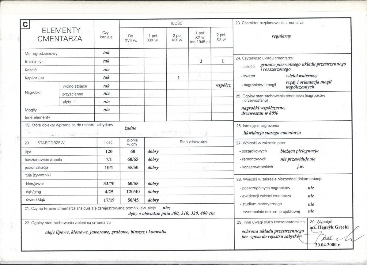 KC - Karta cmentarza, skan nr 2