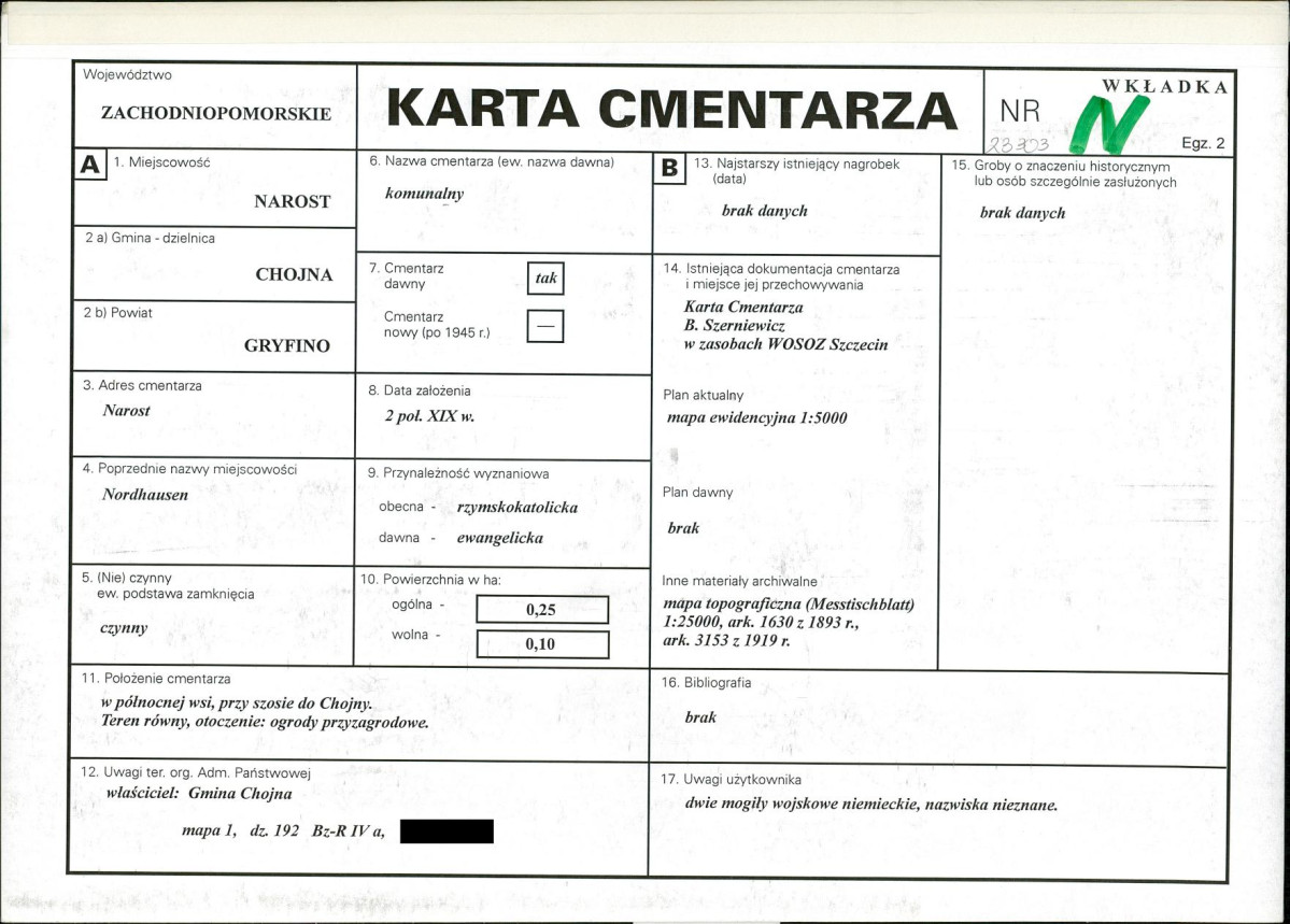 KC - Karta cmentarza, skan nr 1