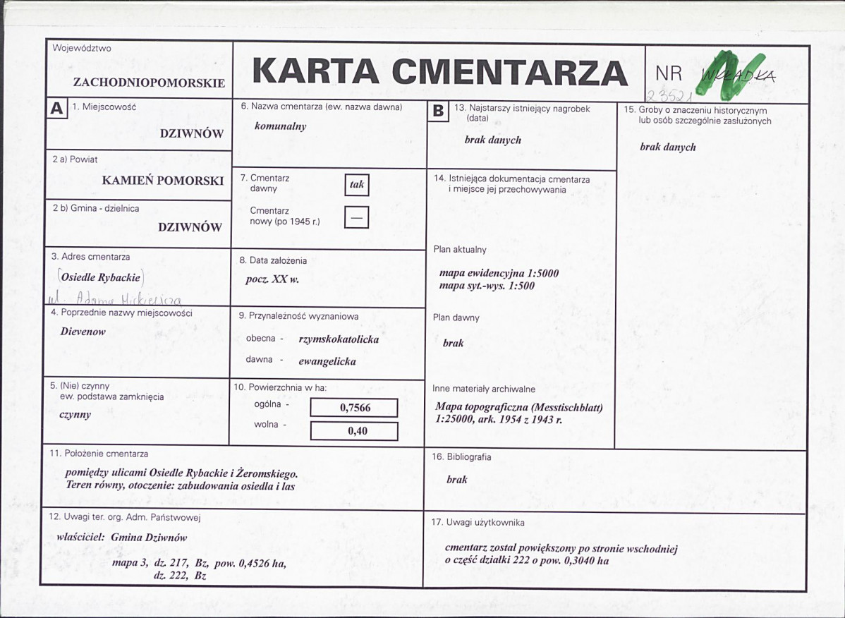 Karta cmentarza, skan nr 1