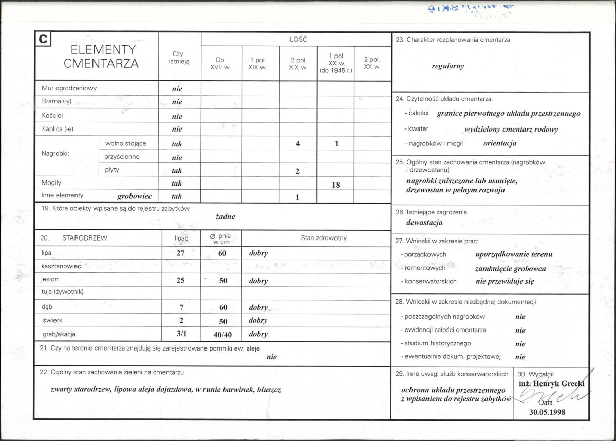 KC - Karta cmentarza, skan nr 2