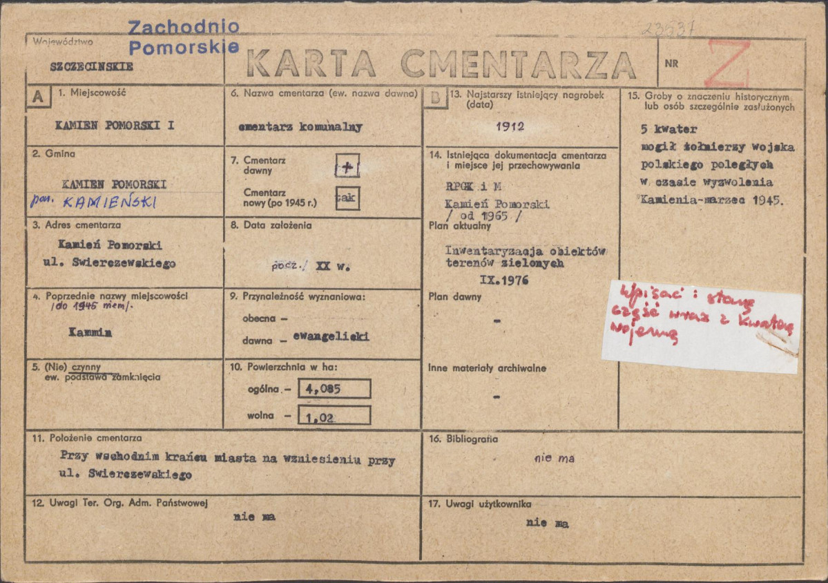 Karta cmentarza, skan nr 1