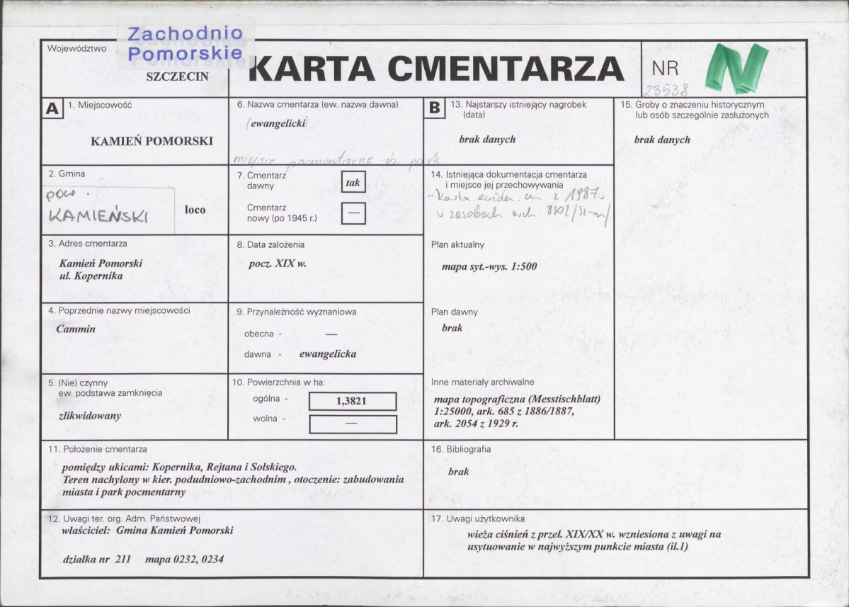 Karta cmentarza, skan nr 1