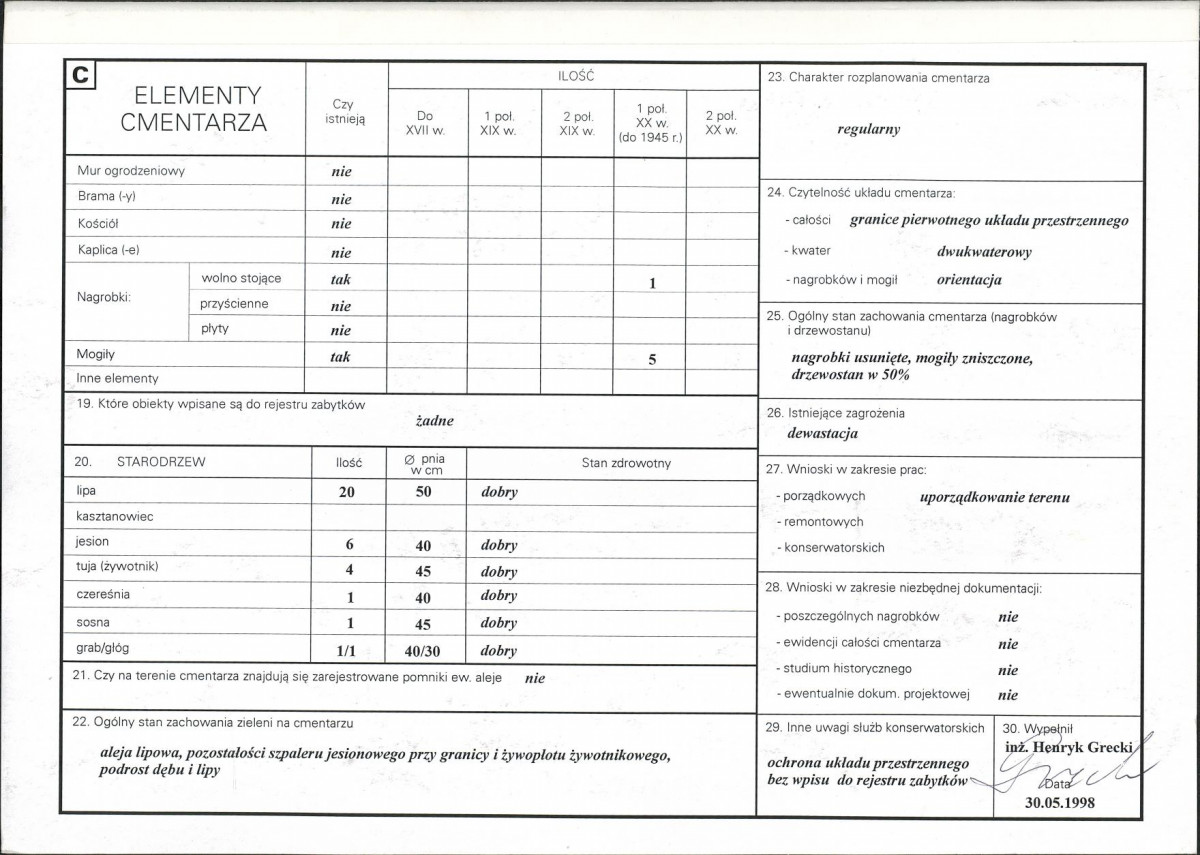 Karta cmentarza, skan nr 2