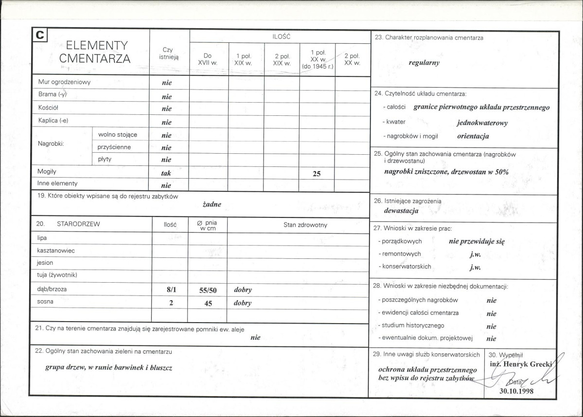 KC - Karta cmentarza, skan nr 2