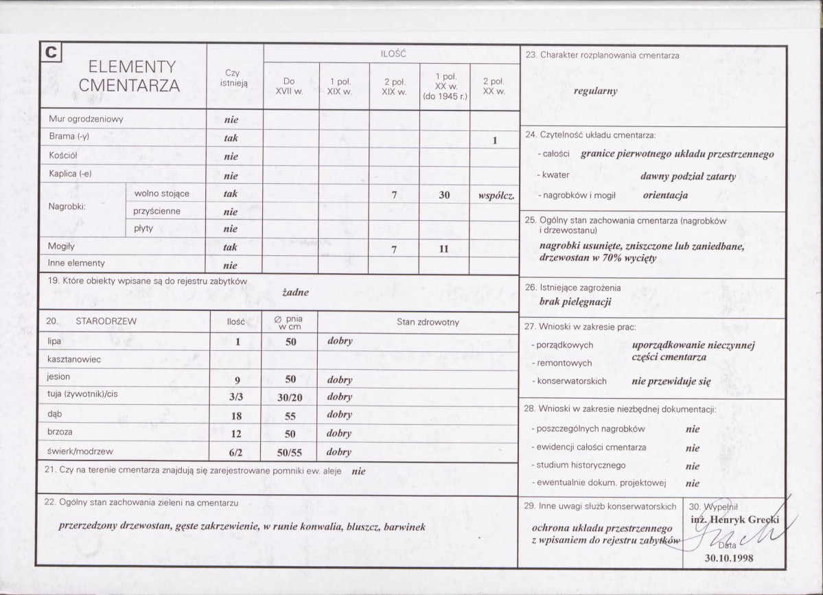 KC - Karta cmentarza, skan nr 2