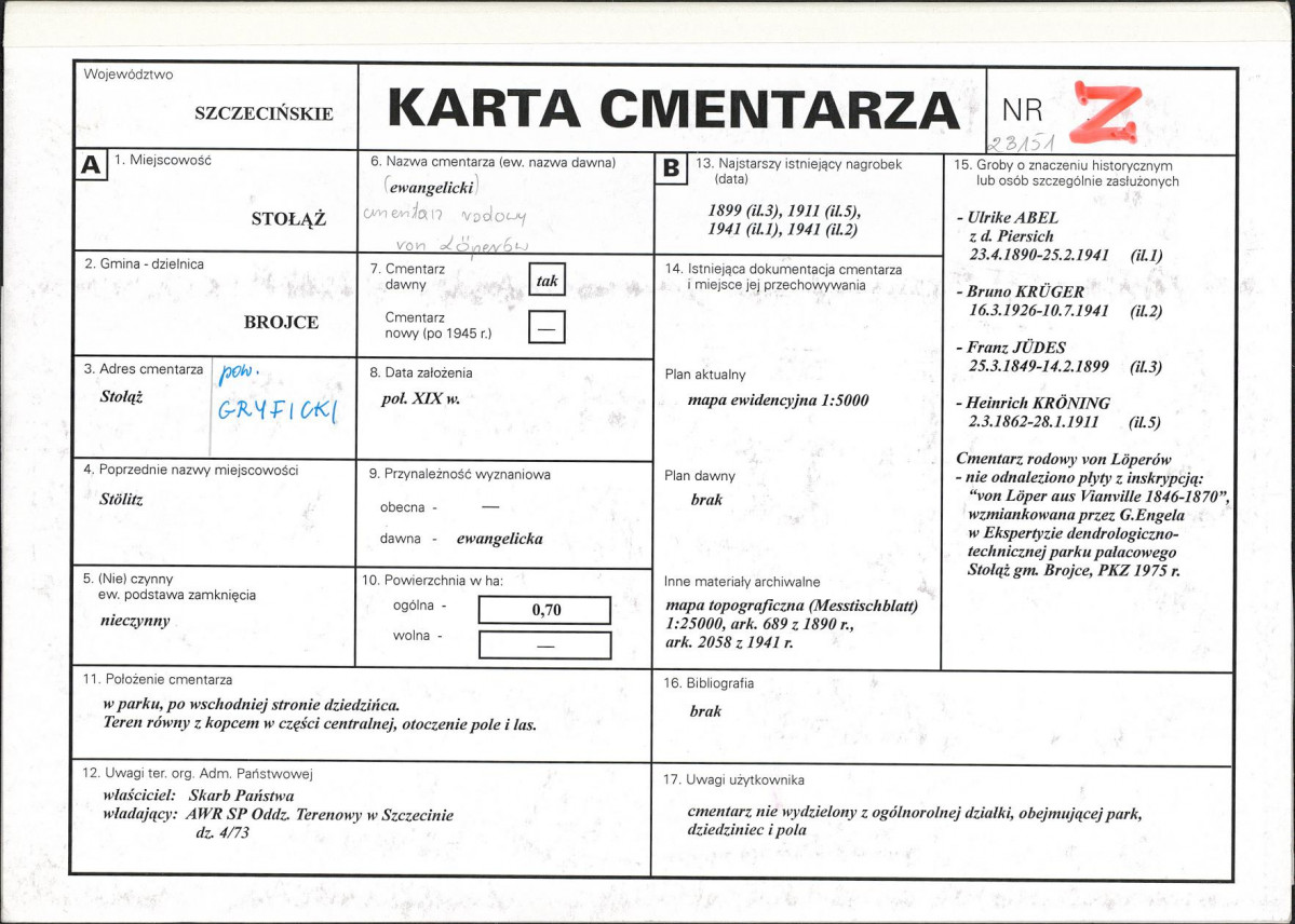 Karta cmentarza, skan nr 1
