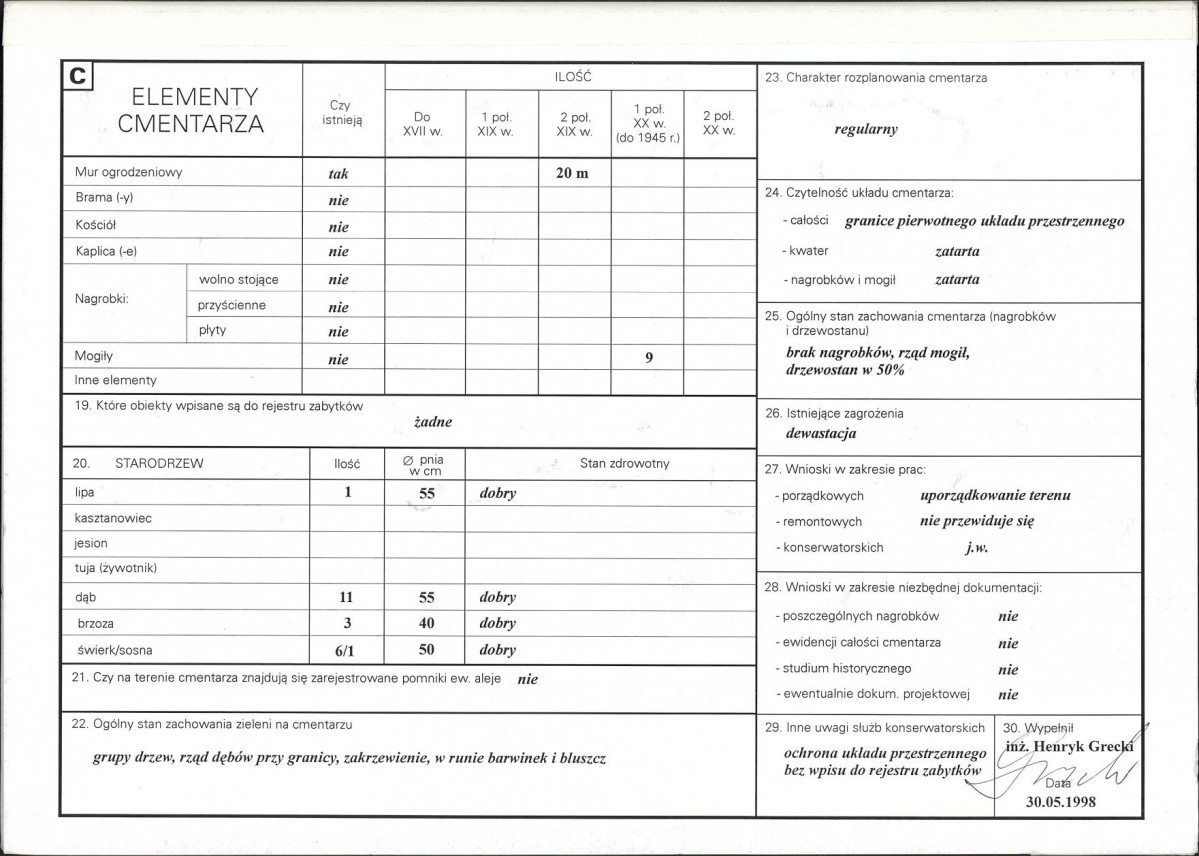 Karta cmentarza, skan nr 2