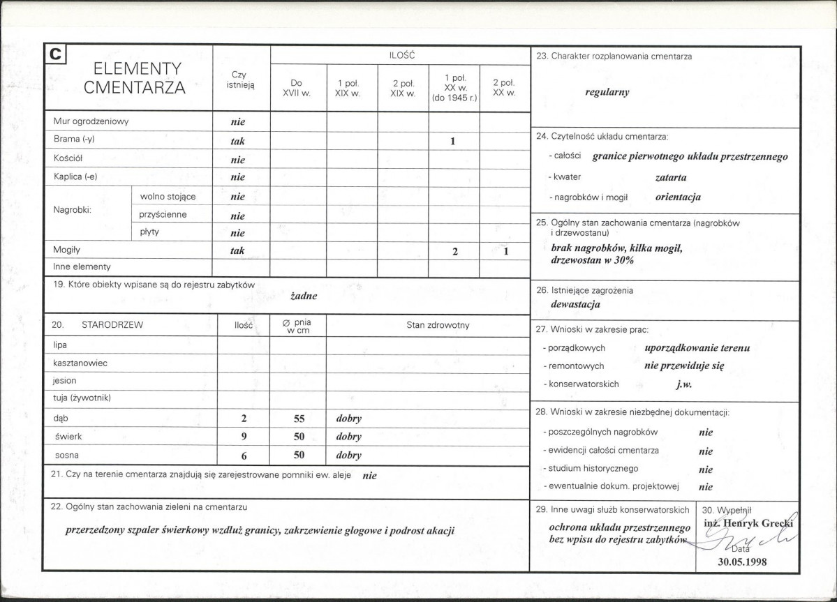 Karta cmentarza, skan nr 2