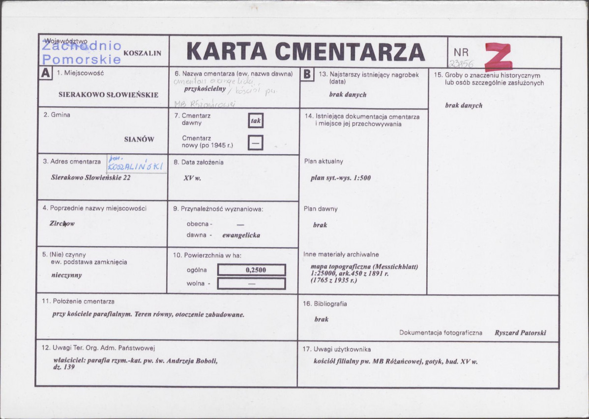 Karta cmentarza, skan nr 1
