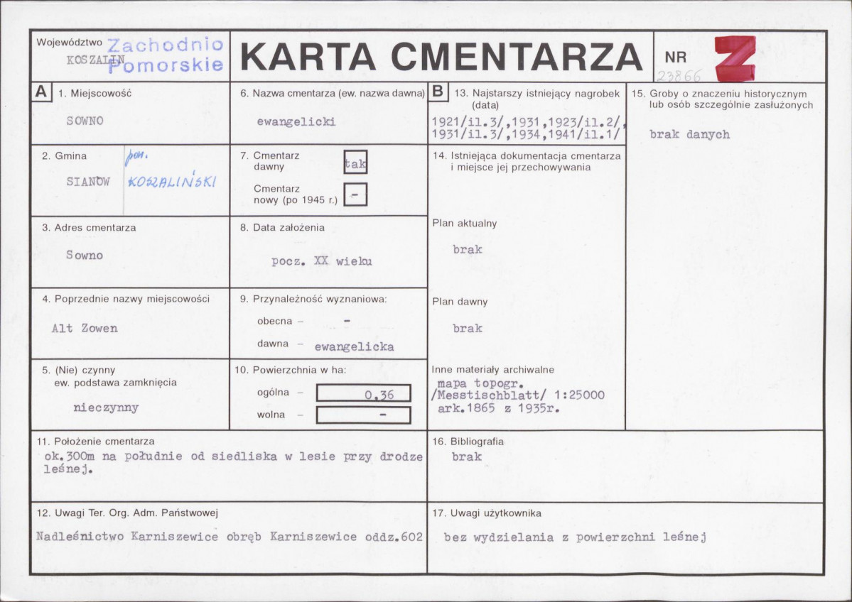 KC - Karta cmentarza, skan nr 1