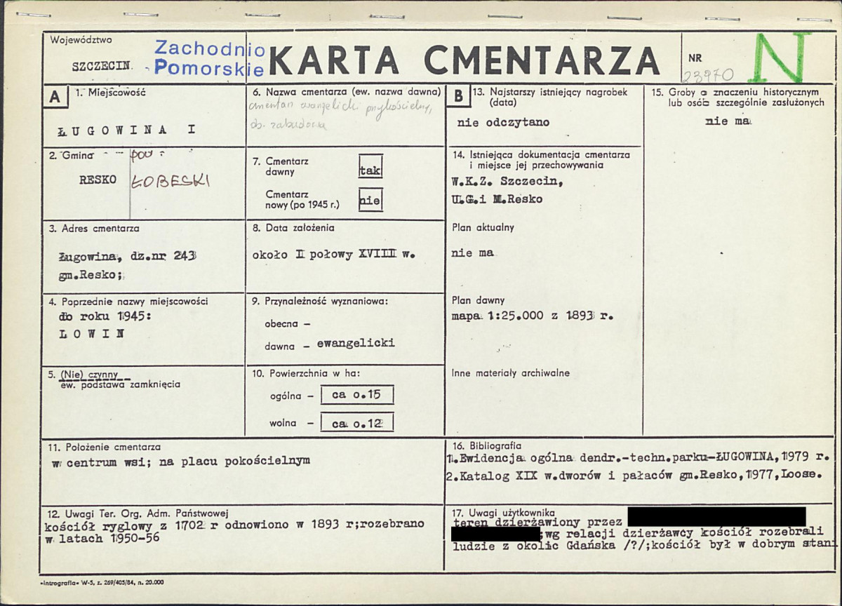 KC - Karta cmentarza, skan nr 1