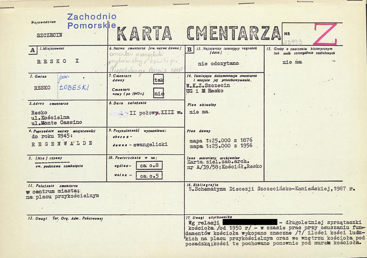 KC - Karta cmentarza, skan nr 1