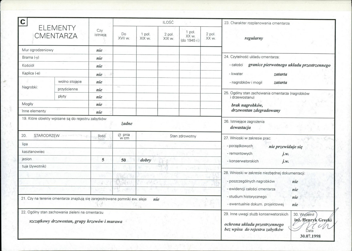 Karta cmentarza, skan nr 2