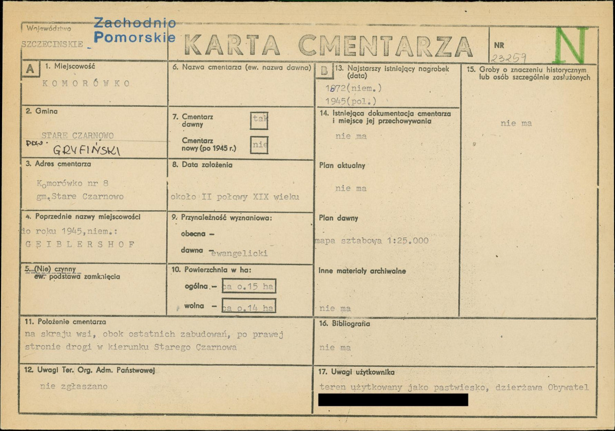 KC - Karta cmentarza, skan nr 1