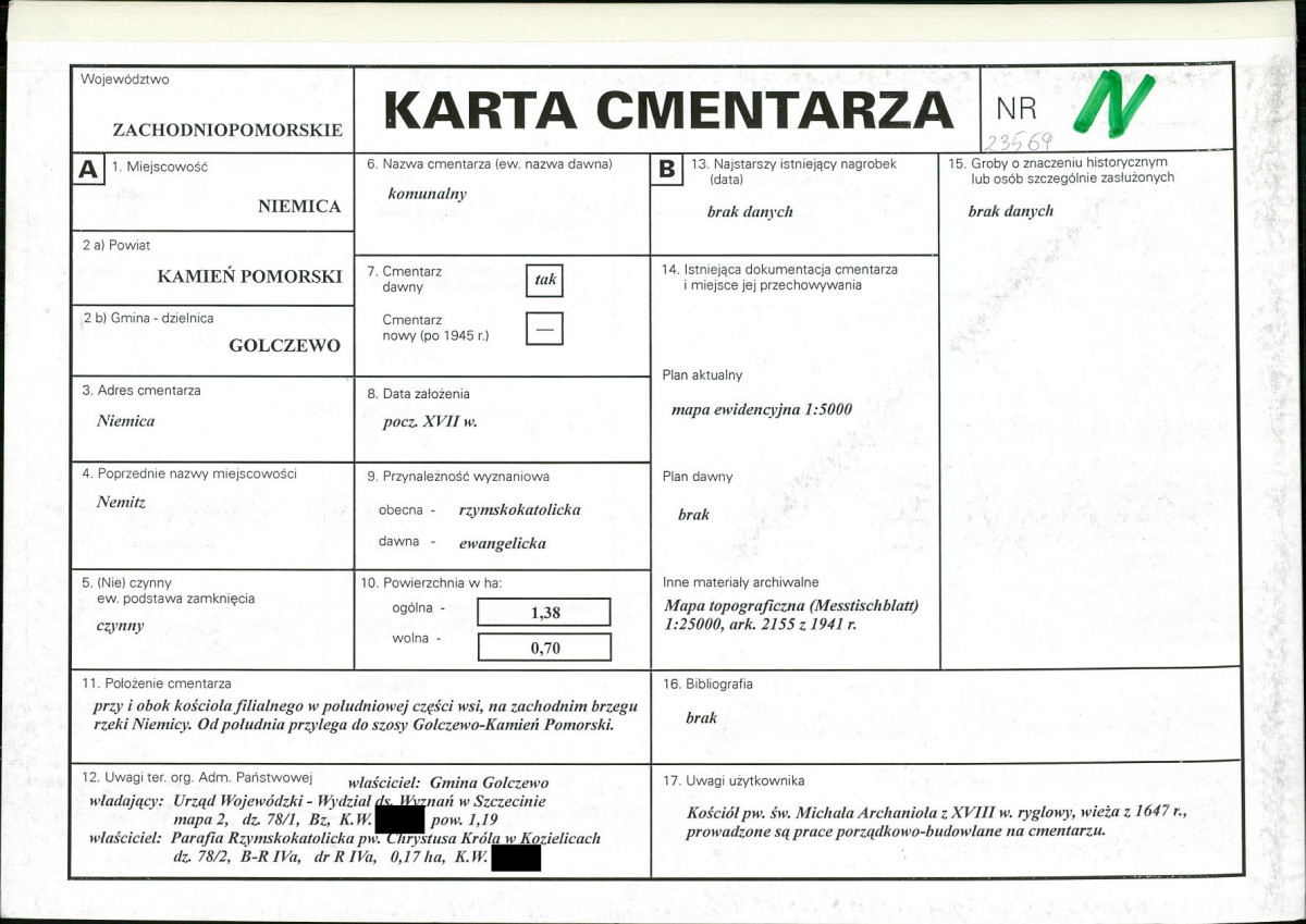 KC - Karta cmentarza, skan nr 1