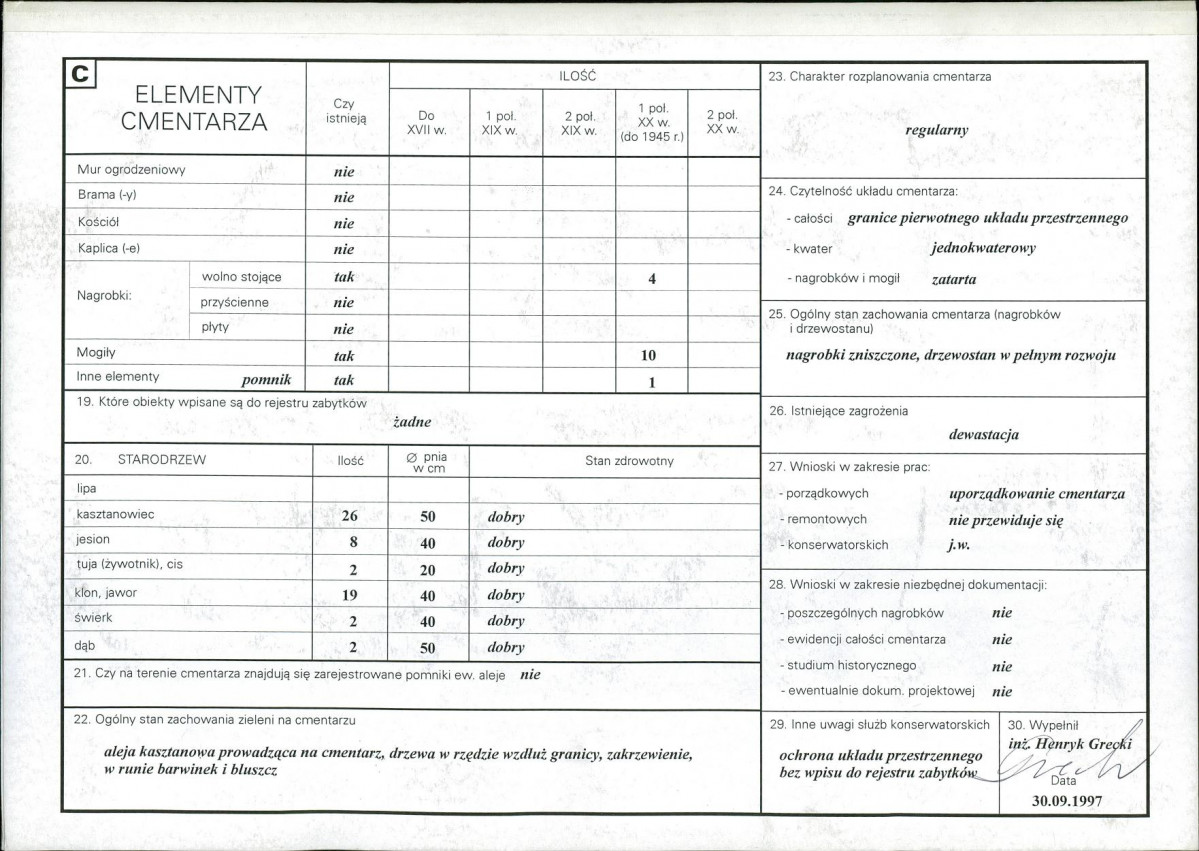 KC - Karta cmentarza, skan nr 2