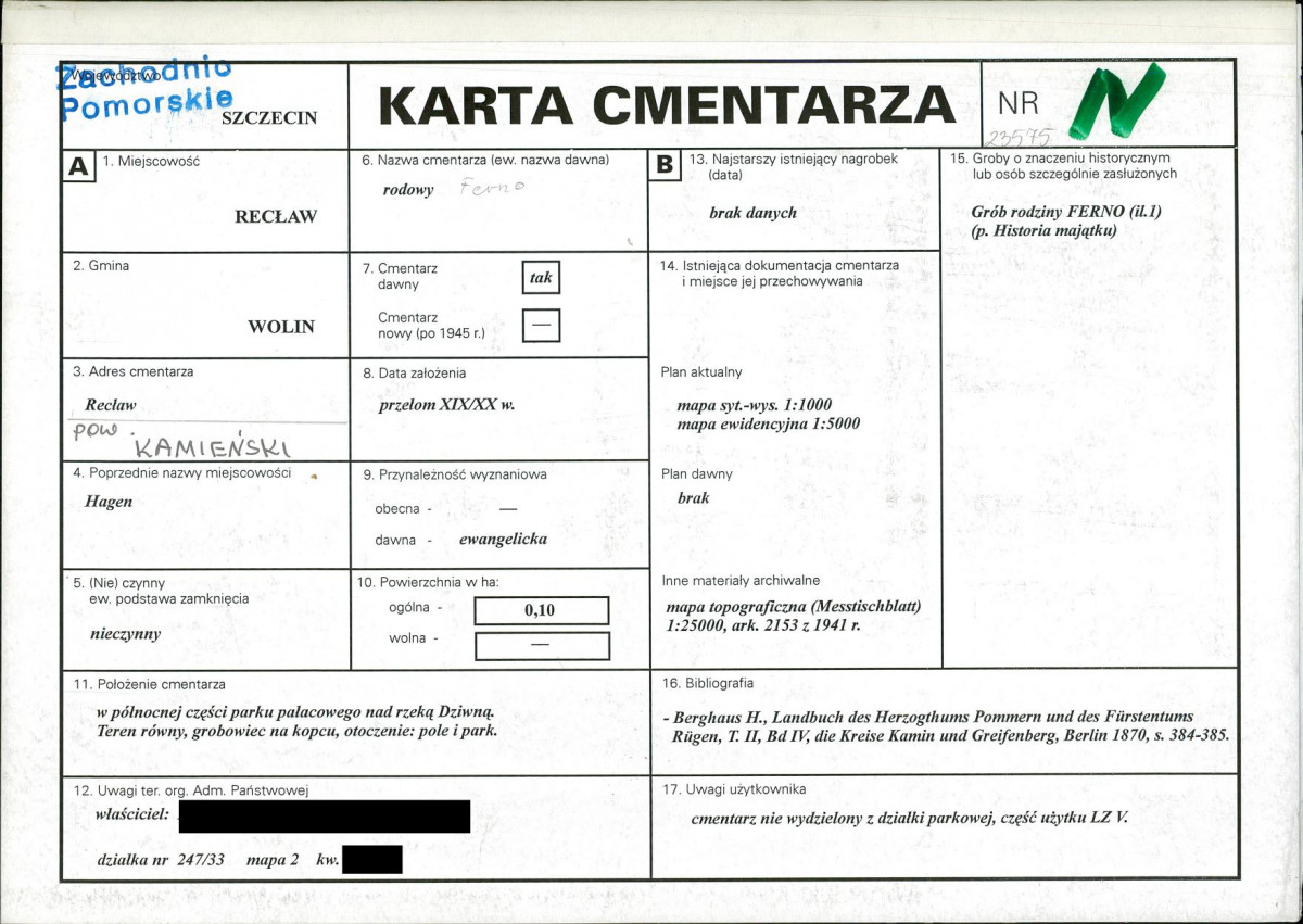 KC - Karta cmentarza, skan nr 1