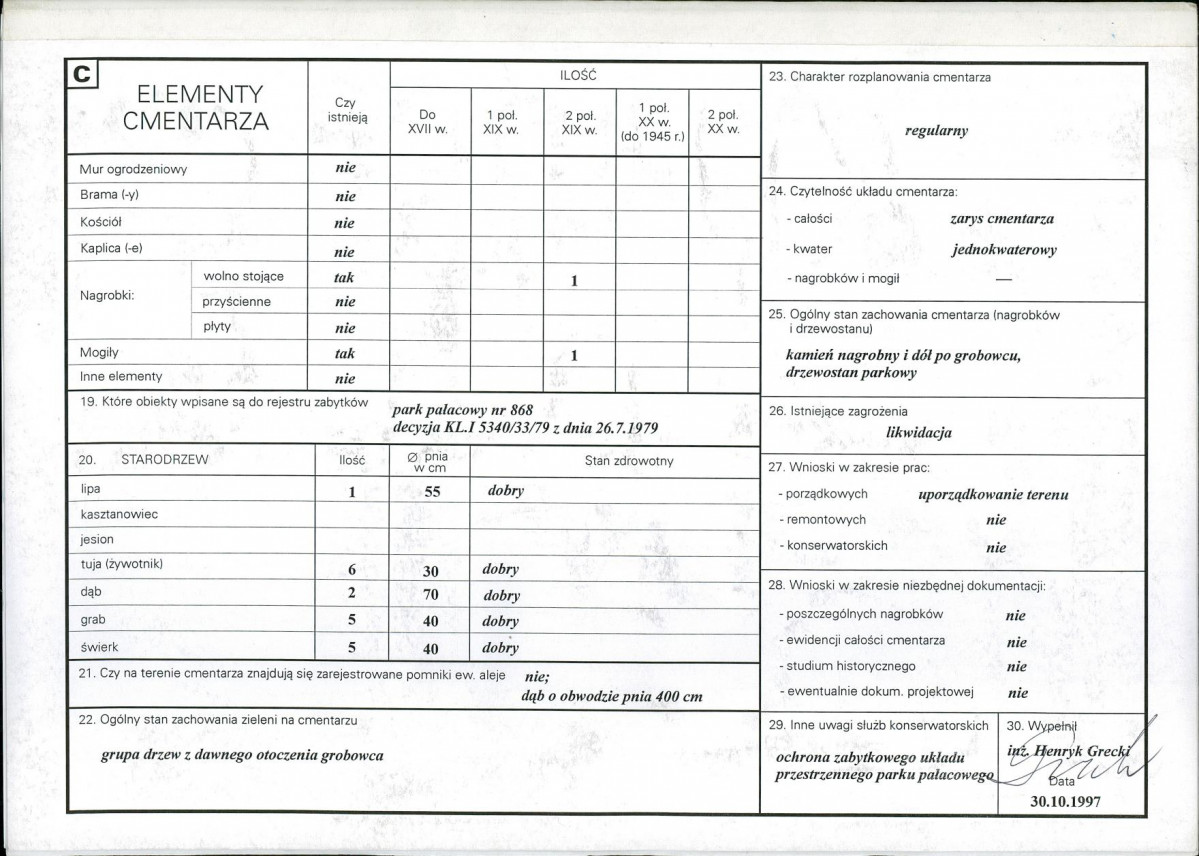 Karta cmentarza, skan nr 2