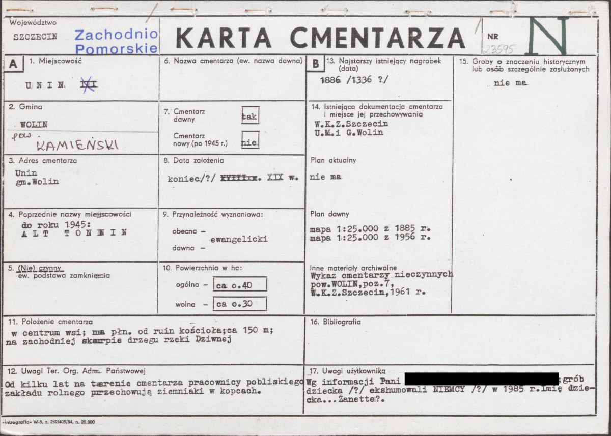 KC - Karta cmentarza, skan nr 1