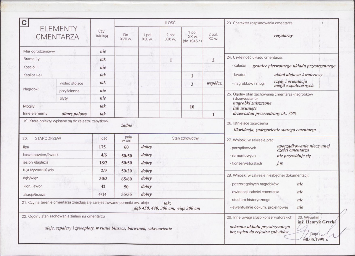KC - Karta cmentarza, skan nr 2