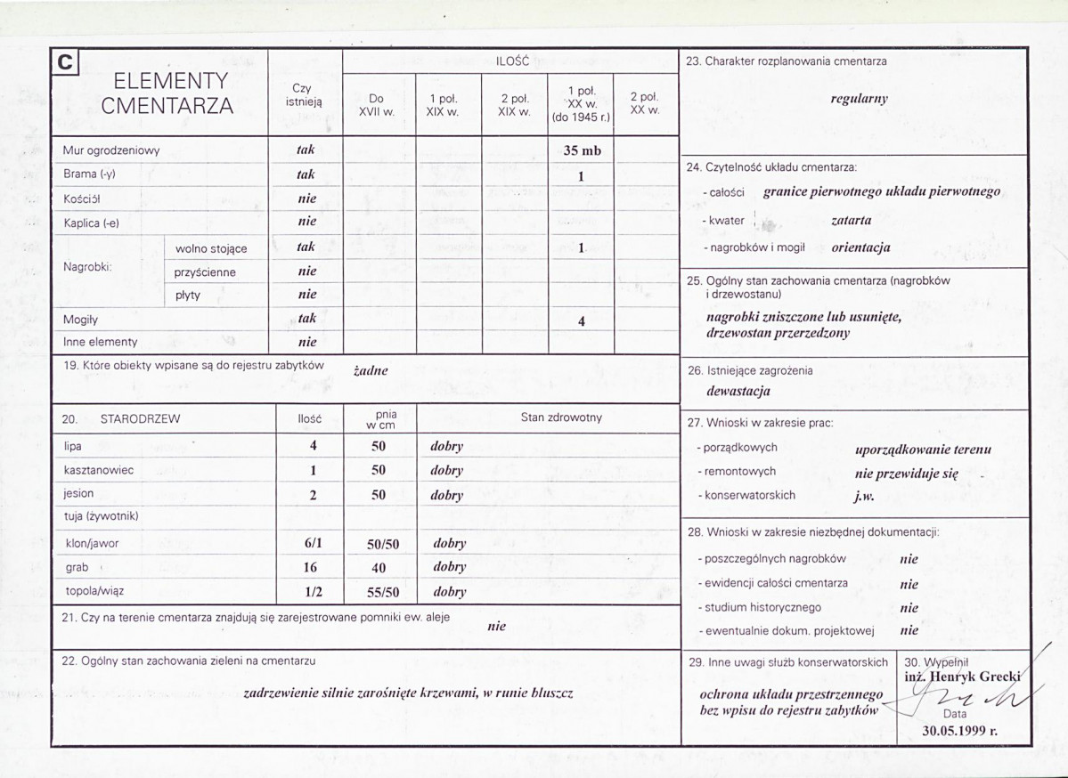 KC - Karta cmentarza, skan nr 2