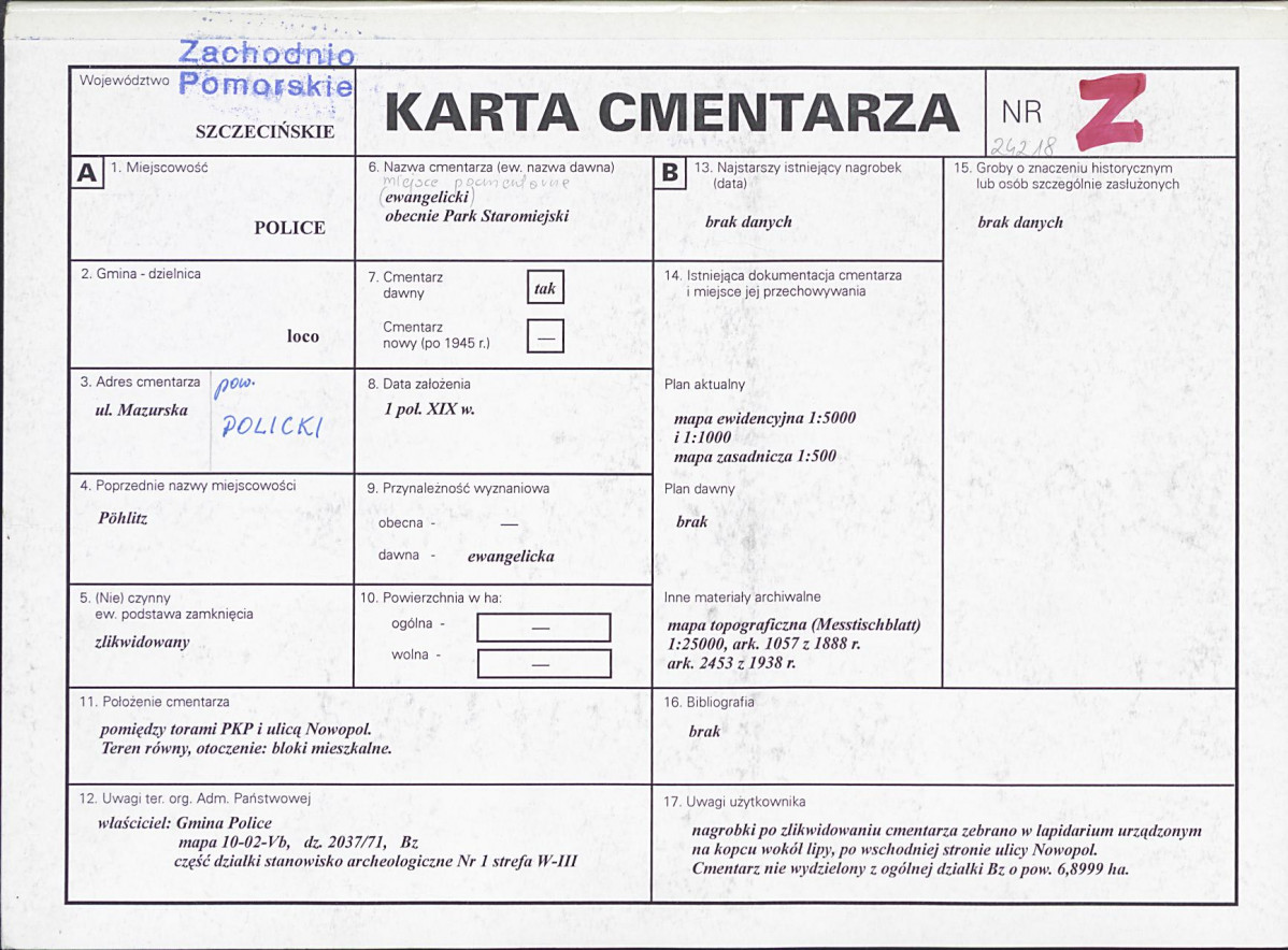 Karta cmentarza, skan nr 1