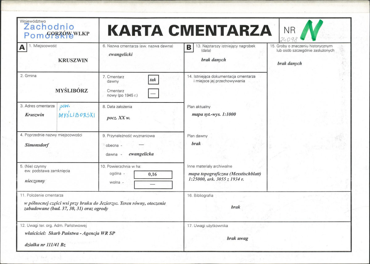 Karta cmentarza, skan nr 1