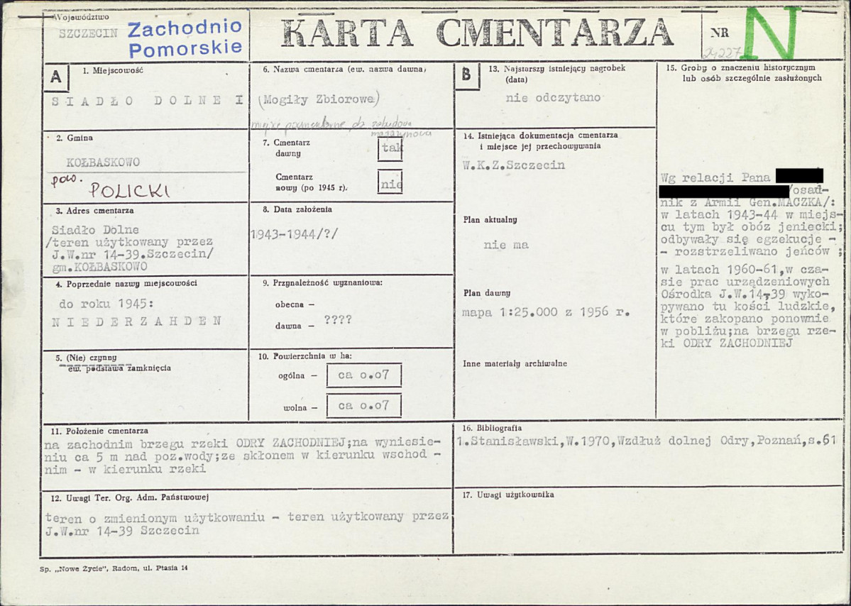 KC - Karta cmentarza, skan nr 1