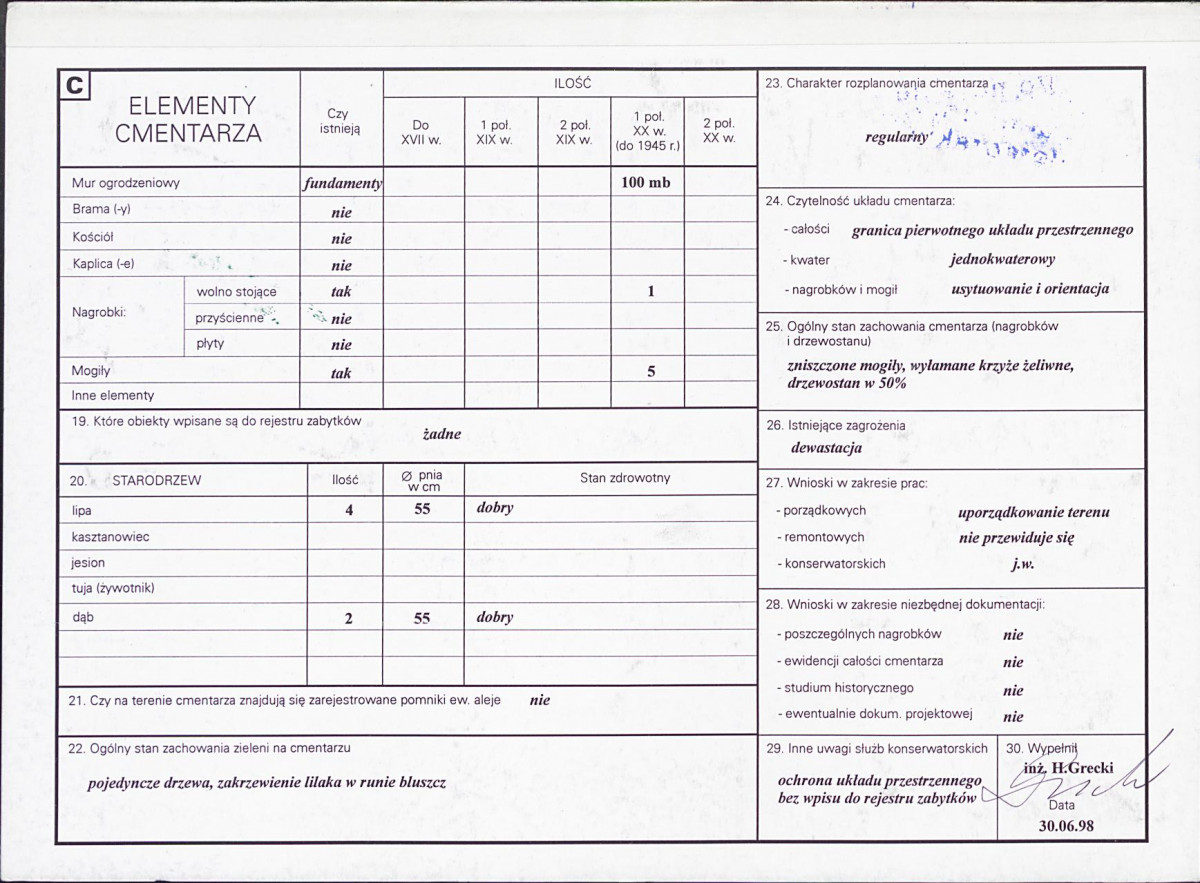 KC - Karta cmentarza, skan nr 2