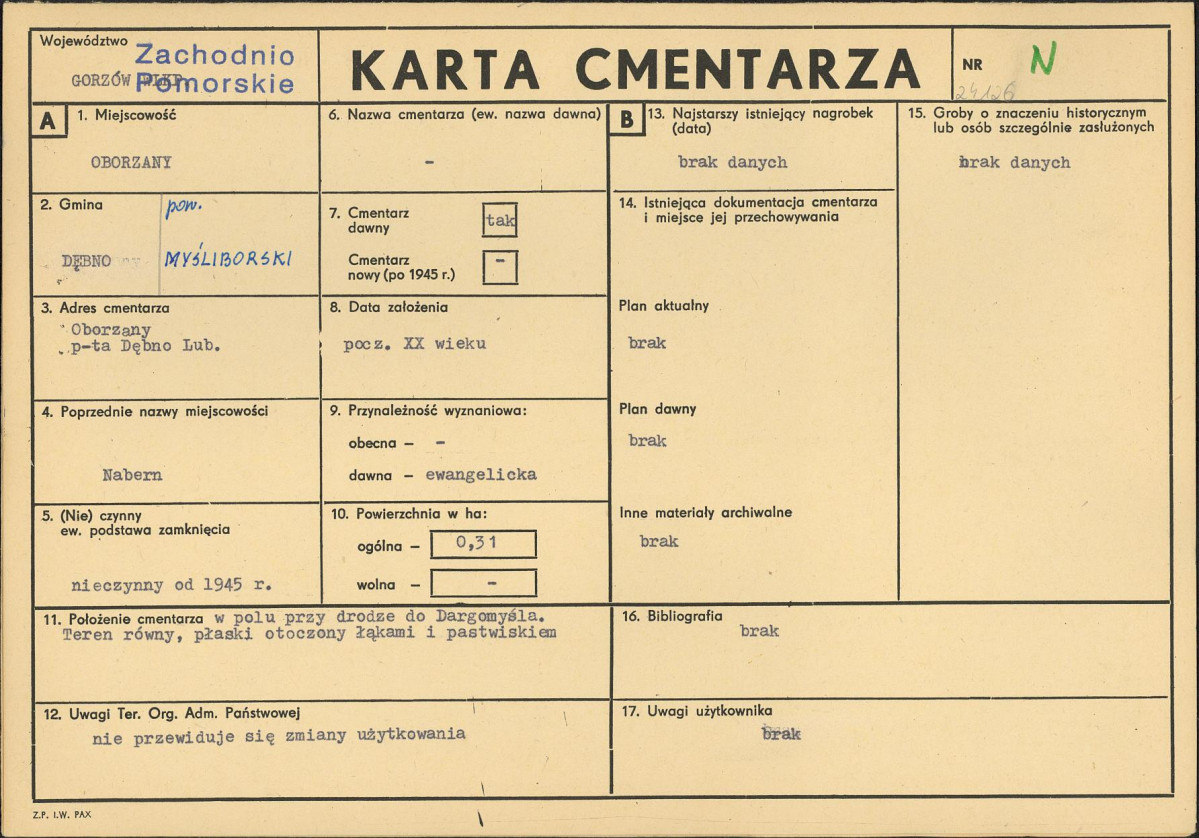 Karta cmentarza, skan nr 1