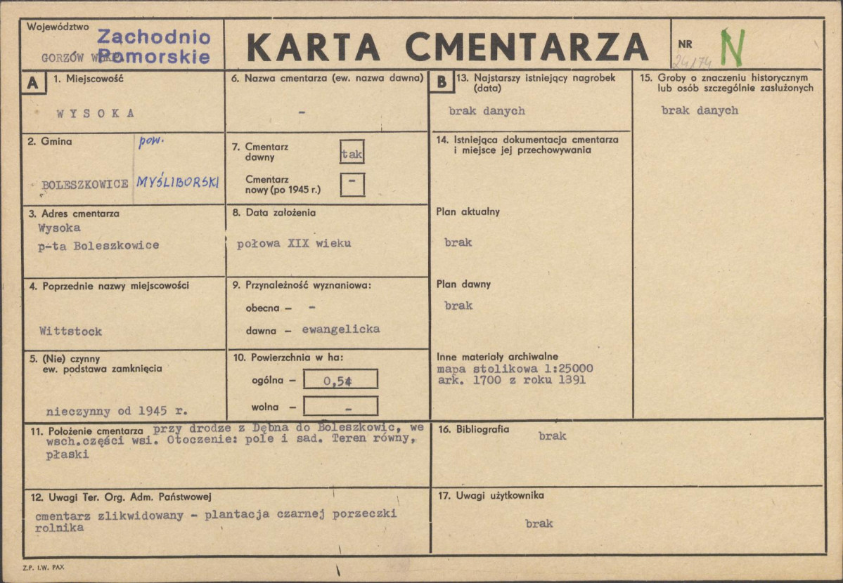 Karta cmentarza, skan nr 1