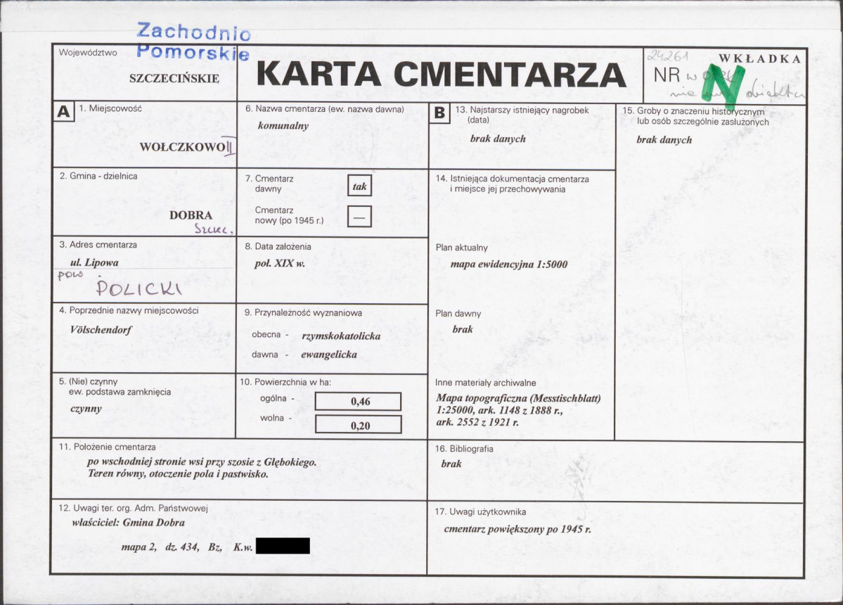 KC - Karta cmentarza, skan nr 1